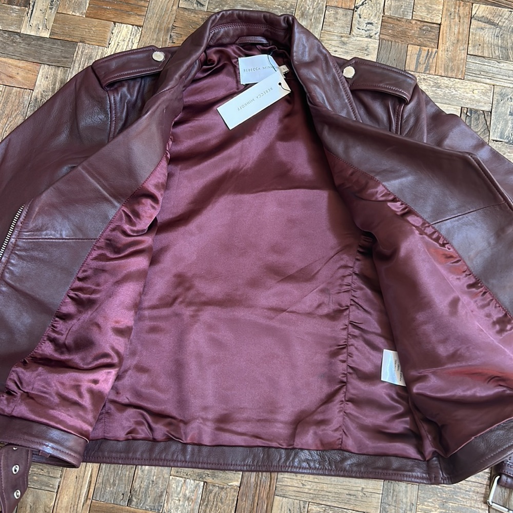 Rebecca Minkoff Burgundy Leather Moto Jacket - Picture 15 of 15